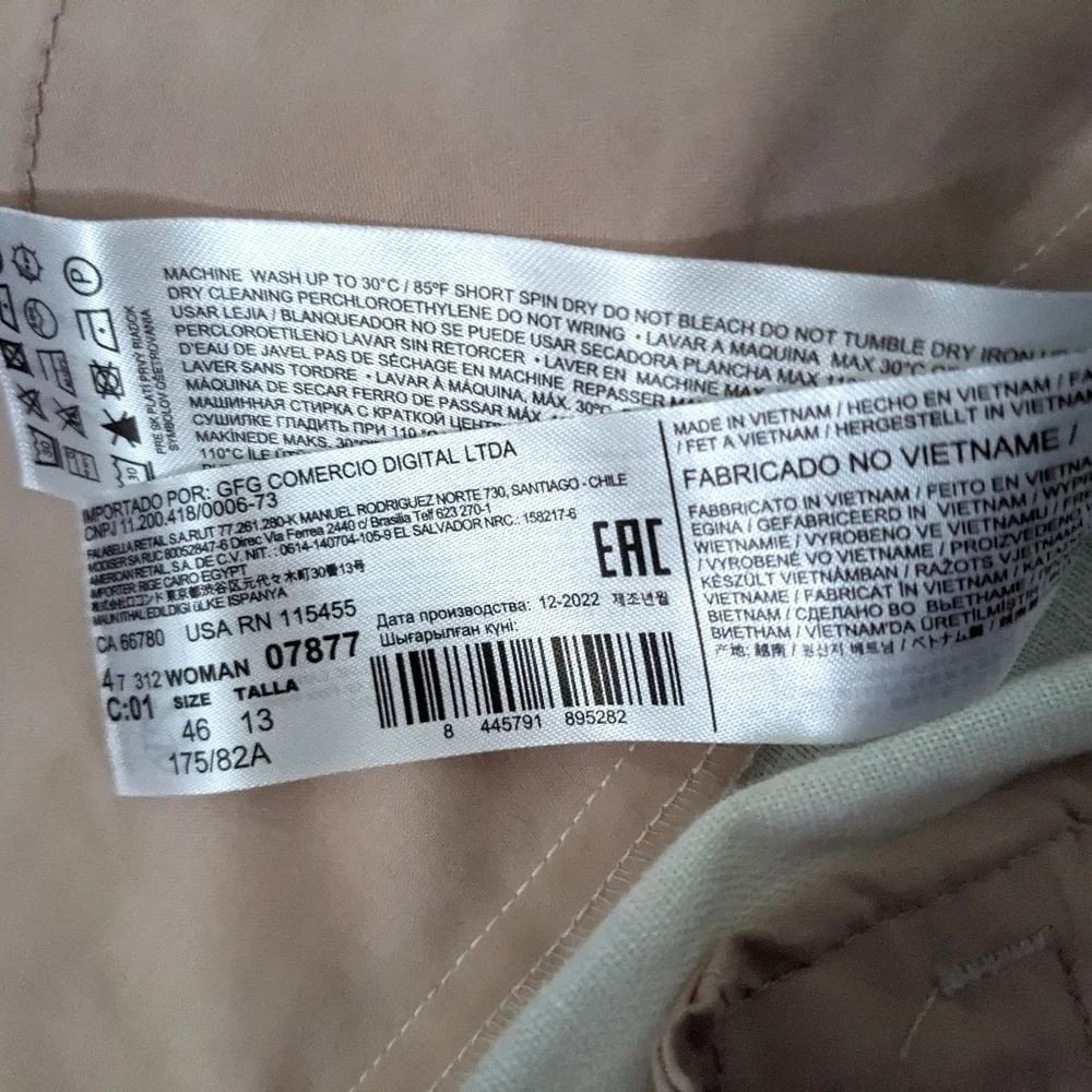 NWT Mango White Linen Straight Leg High Waist Cargo Pants Size 14 - Picture 9 of 14